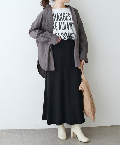 PUAL CE CIN（ピュアルセシン）の「リブロングスカート（スカート・レディース・ブラック/ベージュ/アイボリー・FREE）」の21枚目の写真