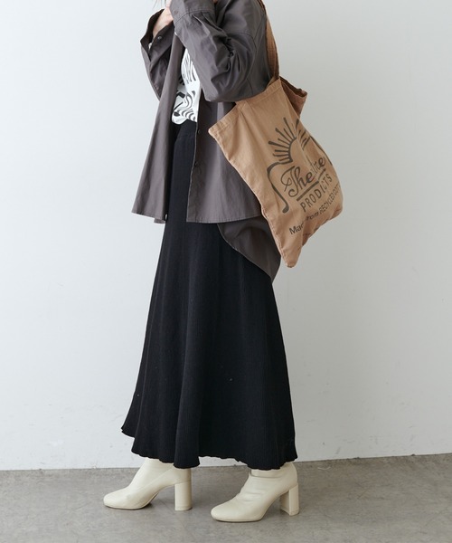 PUAL CE CIN（ピュアルセシン）の「リブロングスカート（スカート・レディース・ブラック/ベージュ/アイボリー・FREE）」の19枚目の写真