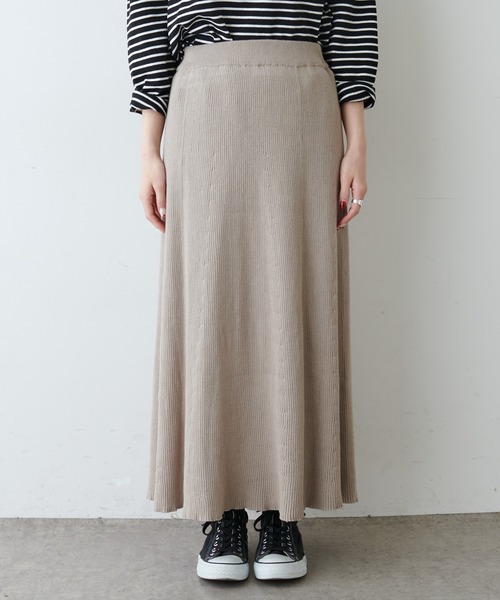PUAL CE CIN（ピュアルセシン）の「リブロングスカート（スカート・レディース・ブラック/ベージュ/アイボリー・FREE）」の10枚目の写真