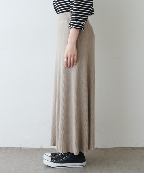 PUAL CE CIN（ピュアルセシン）の「リブロングスカート（スカート・レディース・ブラック/ベージュ/アイボリー・FREE）」の8枚目の写真