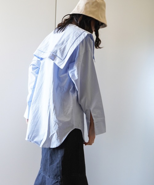 VENCEEXCHANGE（ヴァンスエクスチェンジ）の「ビッグカラーブラウス　　　セーラーカラー/シャツ/（シャツ/ブラウス・レディース・オフホワイト/ブラック/ブルー/ピンク・FREE）」の3枚目の写真