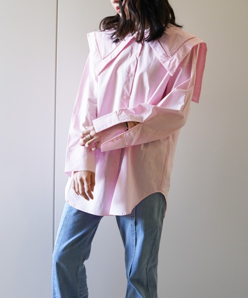 VENCEEXCHANGE（ヴァンスエクスチェンジ）の「ビッグカラーブラウス　　　セーラーカラー/シャツ/（シャツ/ブラウス・レディース・オフホワイト/ブラック/ブルー/ピンク・FREE）」の13枚目の写真