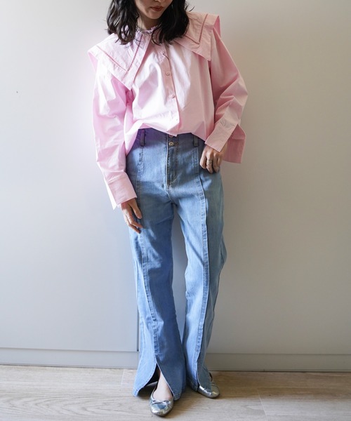 VENCEEXCHANGE（ヴァンスエクスチェンジ）の「ビッグカラーブラウス　　　セーラーカラー/シャツ/（シャツ/ブラウス・レディース・オフホワイト/ブラック/ブルー/ピンク・FREE）」の18枚目の写真