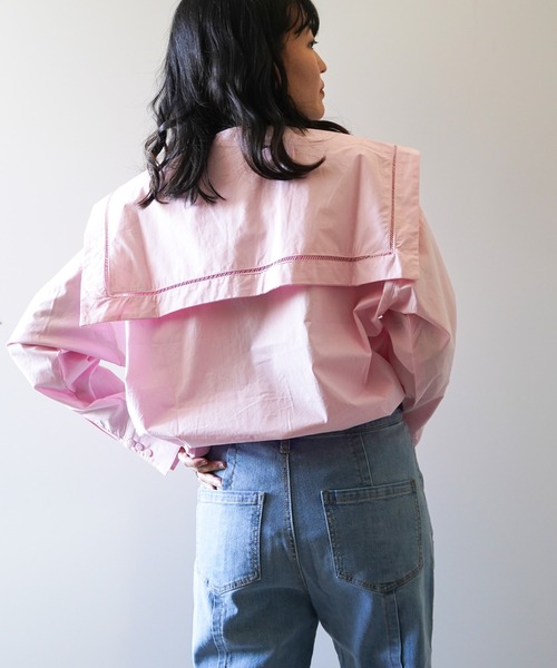 VENCEEXCHANGE（ヴァンスエクスチェンジ）の「ビッグカラーブラウス　　　セーラーカラー/シャツ/（シャツ/ブラウス・レディース・オフホワイト/ブラック/ブルー/ピンク・FREE）」の19枚目の写真