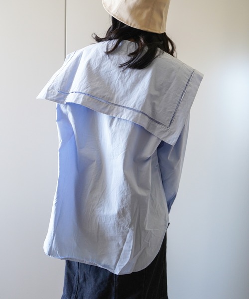 VENCEEXCHANGE（ヴァンスエクスチェンジ）の「ビッグカラーブラウス　　　セーラーカラー/シャツ/（シャツ/ブラウス・レディース・オフホワイト/ブラック/ブルー/ピンク・FREE）」の16枚目の写真