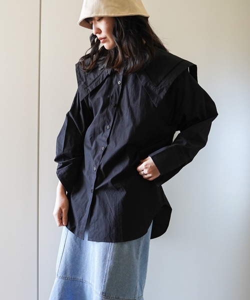 VENCEEXCHANGE（ヴァンスエクスチェンジ）の「ビッグカラーブラウス　　　セーラーカラー/シャツ/（シャツ/ブラウス・レディース・オフホワイト/ブラック/ブルー/ピンク・FREE）」の21枚目の写真