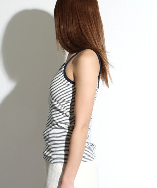 MILLER（ミラー）の「R.P.miller/ミラー CUP CAMI インナー キャミソール ボーダー 2026新作　再入荷（キャミソール・レディース・グリーン/ブラウン/ホワイト/グレー/ホワイト×ネイビー・FREE）」の6枚目の写真