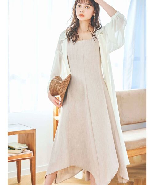 dazzlin（ダズリン）の「スクエアステッチフレアワンピース（ワンピース・レディース・イエロー/グリーン/インディゴブルー/ベージュ・SMALL/MEDIUM）」の2枚目の写真