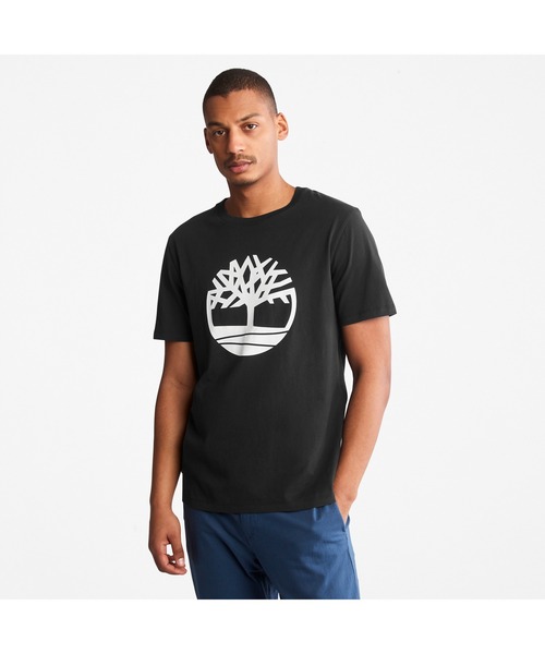 Timberland（ティンバーランド）の「メンズ 半袖 ティンバーランド ツリー ロゴ Tシャツ（Tシャツ/カットソー・メンズ・ホワイト/ネイビー/オレンジ/ダークブルー/ダークブラック・SMALL/MEDIUM/LARGE/X-LARGE/XX-LARGE/X-SMALL/XXX-LARGE）」の2枚目の写真