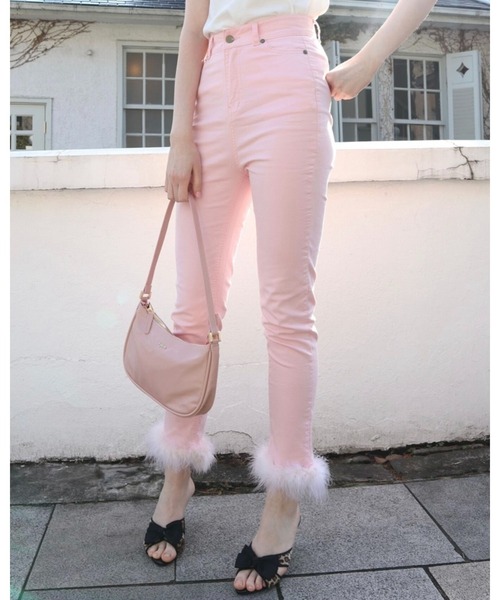 epine（エピヌ）の「epine skinny denim baby pink×ivory fur（デニムパンツ・レディース・ピンク・S/M/XS）」の9枚目の写真