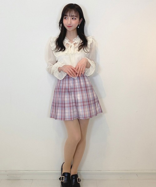 titty＆Co. PETIT（ティティアンドコープティ）の「【titty&Co.PETIT】2wayニットシフォントップス（ニット/セーター・レディース・ホワイト・SMALL/MEDIUM）」の2枚目の写真