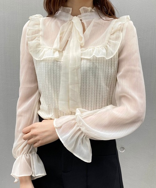 titty＆Co. PETIT（ティティアンドコープティ）の「【titty&Co.PETIT】2wayニットシフォントップス（ニット/セーター・レディース・ホワイト・SMALL/MEDIUM）」の11枚目の写真