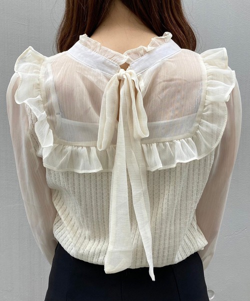 titty＆Co. PETIT（ティティアンドコープティ）の「【titty&Co.PETIT】2wayニットシフォントップス（ニット/セーター・レディース・ホワイト・SMALL/MEDIUM）」の10枚目の写真