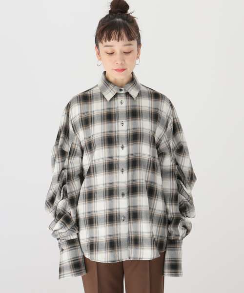 Name.（ネーム）の「【NAME./ネーム】プレイドフランネルタックスリーブシャツ（シャツ/ブラウス・レディース・ブラウン・FREE）」の19枚目の写真