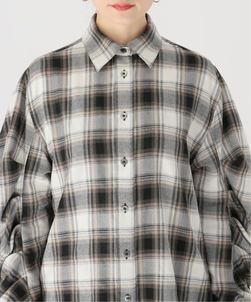 Name.（ネーム）の「【NAME./ネーム】プレイドフランネルタックスリーブシャツ（シャツ/ブラウス・レディース・ブラウン・FREE）」の2枚目の写真