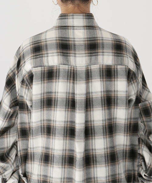 Name.（ネーム）の「【NAME./ネーム】プレイドフランネルタックスリーブシャツ（シャツ/ブラウス・レディース・ブラウン・FREE）」の6枚目の写真