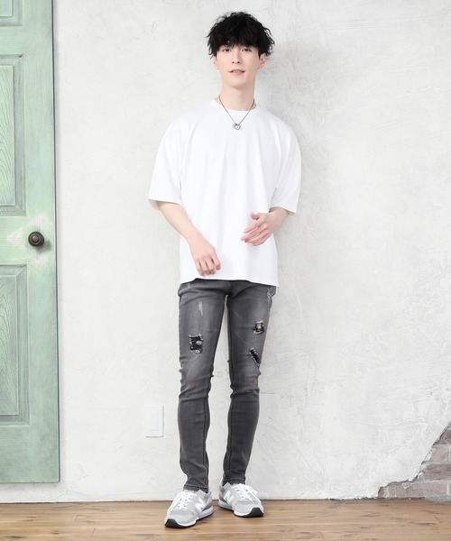 TopIsm(トップイズム)の「ワイドシルエット 接触冷感ストレッチクルーネックポンチカットソー(Tシャツ/カットソー・メンズ・ホワイト/ライトグレー/ライトブルー/ブラック/ライトピンク/グレイッシュベージュ・LL/M/L)」の14枚目の写真