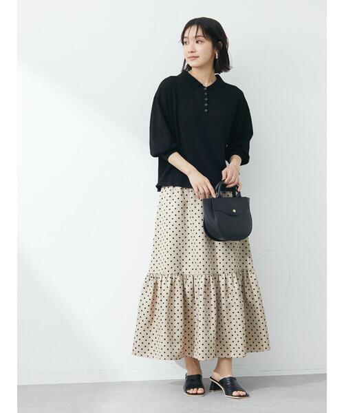 Green　Parks（グリーンパークス）の「衿ニット7分袖プルオーバー（ニット/セーター・レディース・ブラック/グリーン/オフホワイト・FREE）」の15枚目の写真