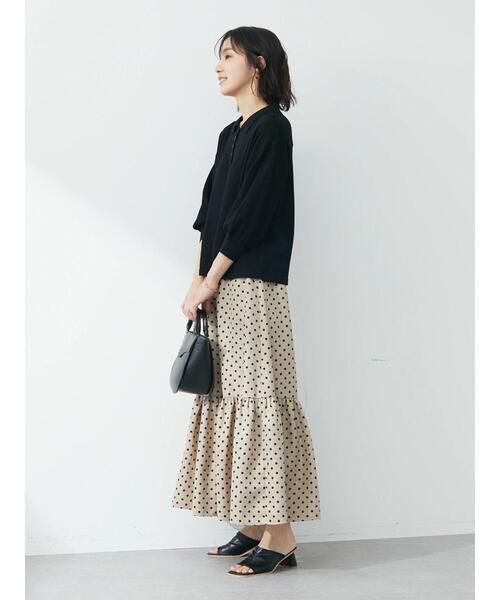 Green　Parks（グリーンパークス）の「衿ニット7分袖プルオーバー（ニット/セーター・レディース・ブラック/グリーン/オフホワイト・FREE）」の16枚目の写真