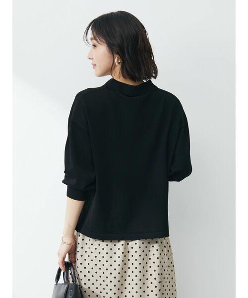 Green　Parks（グリーンパークス）の「衿ニット7分袖プルオーバー（ニット/セーター・レディース・ブラック/グリーン/オフホワイト・FREE）」の6枚目の写真