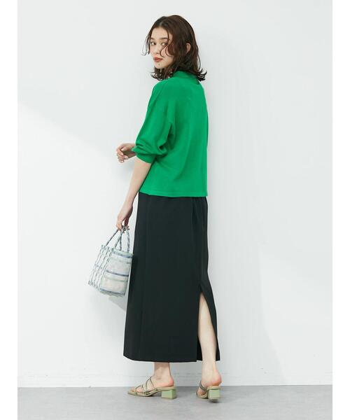 Green　Parks（グリーンパークス）の「衿ニット7分袖プルオーバー（ニット/セーター・レディース・ブラック/グリーン/オフホワイト・FREE）」の11枚目の写真