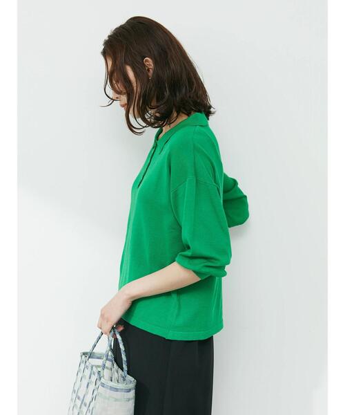 Green　Parks（グリーンパークス）の「衿ニット7分袖プルオーバー（ニット/セーター・レディース・ブラック/グリーン/オフホワイト・FREE）」の18枚目の写真