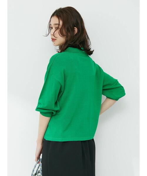 Green　Parks（グリーンパークス）の「衿ニット7分袖プルオーバー（ニット/セーター・レディース・ブラック/グリーン/オフホワイト・FREE）」の19枚目の写真