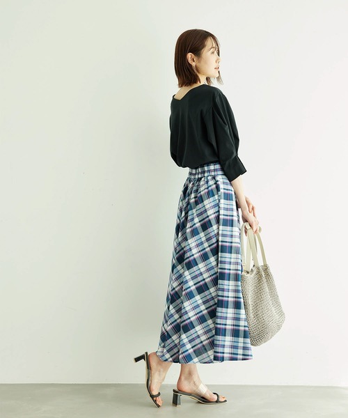 ROPE' PICNIC(ロペピクニック)の「2WAY/60シルケット袖タックプルオーバー(Tシャツ/カットソー・レディース・ブラック/ホワイト/サックスブルー/グリーン・38)」の13枚目の写真