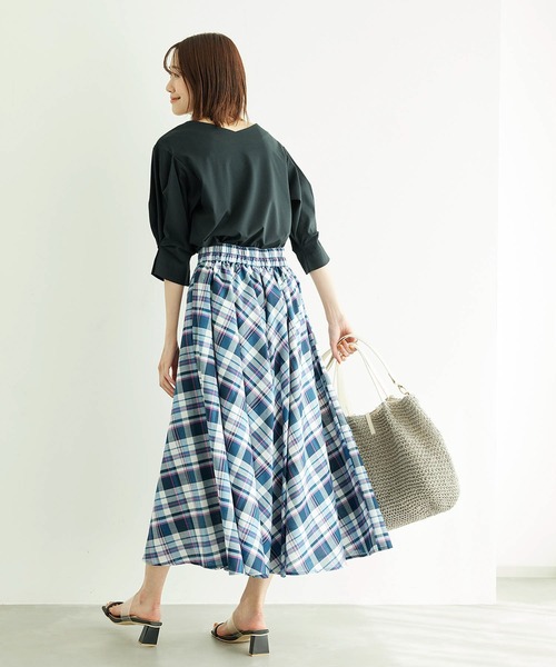 ROPE' PICNIC(ロペピクニック)の「2WAY/60シルケット袖タックプルオーバー(Tシャツ/カットソー・レディース・ブラック/ホワイト/サックスブルー/グリーン・38)」の12枚目の写真