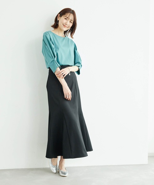 ROPE' PICNIC(ロペピクニック)の「2WAY/60シルケット袖タックプルオーバー(Tシャツ/カットソー・レディース・ブラック/ホワイト/サックスブルー/グリーン・38)」の11枚目の写真