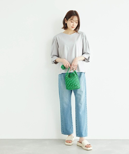 ROPE' PICNIC(ロペピクニック)の「2WAY/60シルケット袖タックプルオーバー(Tシャツ/カットソー・レディース・ブラック/ホワイト/サックスブルー/グリーン・38)」の10枚目の写真