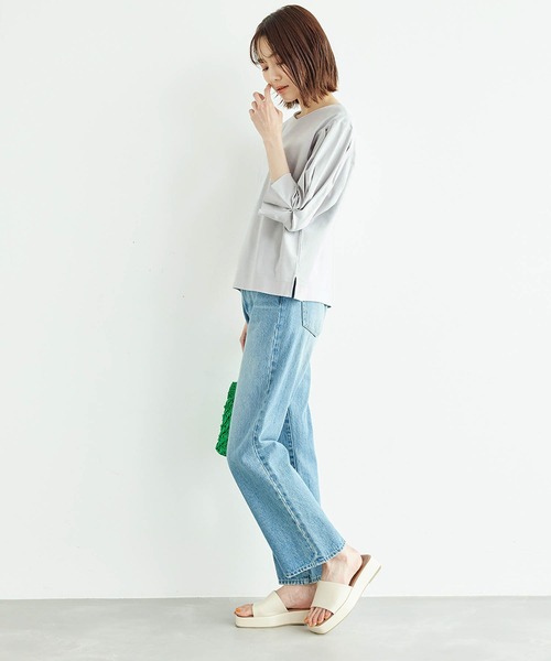 ROPE' PICNIC(ロペピクニック)の「2WAY/60シルケット袖タックプルオーバー(Tシャツ/カットソー・レディース・ブラック/ホワイト/サックスブルー/グリーン・38)」の9枚目の写真