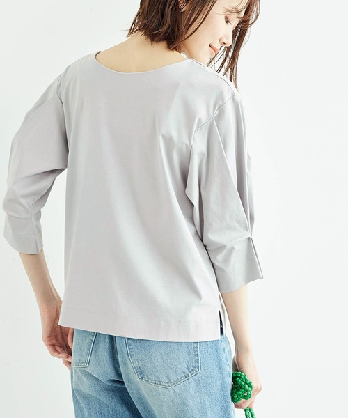 ROPE' PICNIC(ロペピクニック)の「2WAY/60シルケット袖タックプルオーバー(Tシャツ/カットソー・レディース・ブラック/ホワイト/サックスブルー/グリーン・38)」の8枚目の写真