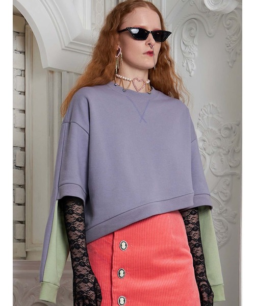 PAMEO POSE(パメオポーズ)の「Slushed Sweat Shirts(スウェット・レディース・オレンジ/グリーン/スカイブルー・FREE)」の2枚目の写真