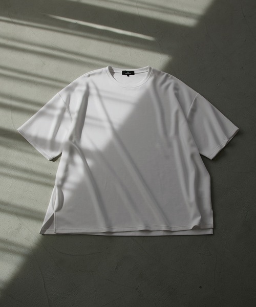 マレ サイドスリットポンチTシャツ ホワイト サイドスリットハイポンチ ルーズオーバードレープS/Sカットソー