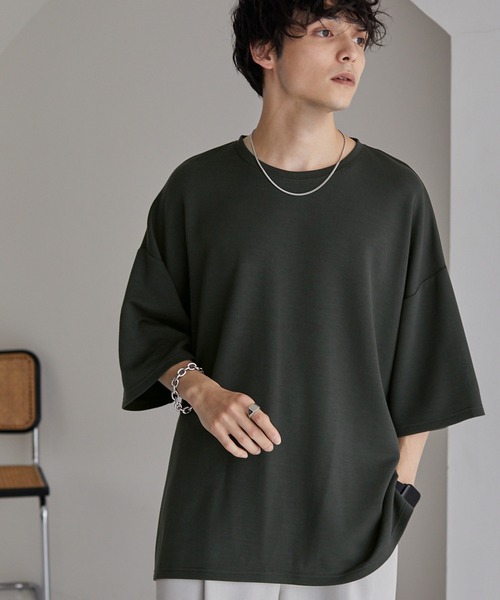 サイドスリットハイポンチ ルーズオーバードレープS/Sカットソー（T