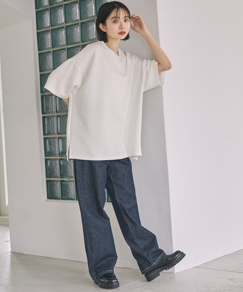 MONO-MART（モノマート）の「サイドスリットハイポンチ ルーズオーバードレープS/Sカットソー（Tシャツ/カットソー・メンズ・ライトグレー/ブラック/オリーブ/イエロー/ブルー/モカ/グレイッシュブルー/チャコール/ピンク系/ホワイト/ダークブラウン/バーガンディー/カーキ/グレー系/ライトブルー/ミント/グレー系1・M/L）」の18枚目の写真