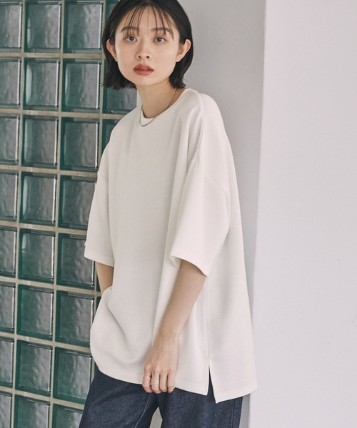 MONO-MART（モノマート）の「サイドスリットハイポンチ ルーズオーバードレープS/Sカットソー（Tシャツ/カットソー・メンズ・ライトグレー/ブラック/オリーブ/イエロー/ブルー/モカ/グレイッシュブルー/チャコール/ピンク系/ホワイト/ダークブラウン/バーガンディー/カーキ/グレー系/ライトブルー/ミント/グレー系1・M/L）」の20枚目の写真