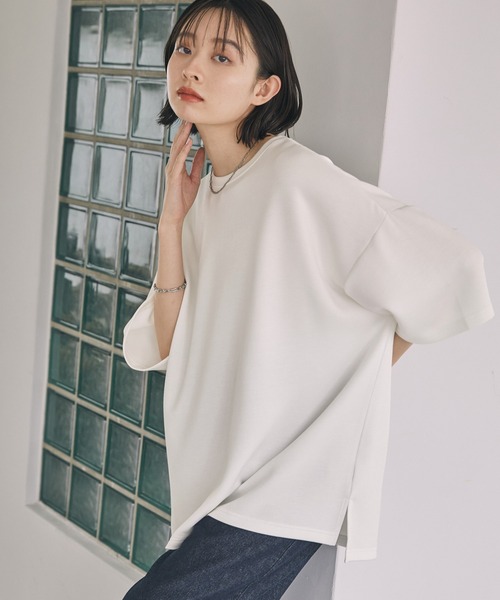 MONO-MART（モノマート）の「サイドスリットハイポンチ ルーズオーバードレープS/Sカットソー（Tシャツ/カットソー・メンズ・ライトグレー/ブラック/オリーブ/イエロー/ブルー/モカ/グレイッシュブルー/チャコール/ピンク系/ホワイト/ダークブラウン/バーガンディー/カーキ/グレー系/ライトブルー/ミント/グレー系1・M/L）」の21枚目の写真