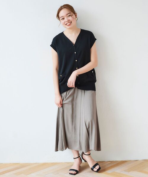 le.coeur blanc(ルクールブラン)の「リネンライクマーメイドスカート(スカート・レディース・パープル/ダークグレー/モカ/グリーン・38)」の16枚目の写真