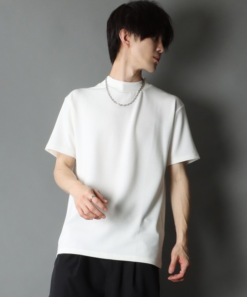 SITRY（シトリー）の「COOL Cardboard mock neck pullover/クール ダンボール モックネック プルオーバー（Tシャツ/カットソー・メンズ・ホワイト/チャコールグレー/ライトグレー/ブラック/パープル/マスタード/ブルーグリーン/ライトベージュ・M/L）」の2枚目の写真
