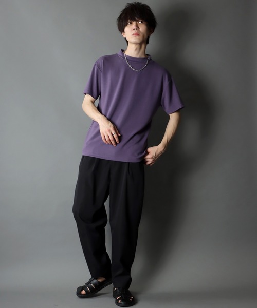 SITRY（シトリー）の「COOL Cardboard mock neck pullover/クール ダンボール モックネック プルオーバー（Tシャツ/カットソー・メンズ・ホワイト/チャコールグレー/ライトグレー/ブラック/パープル/マスタード/ブルーグリーン/ライトベージュ・M/L）」の17枚目の写真