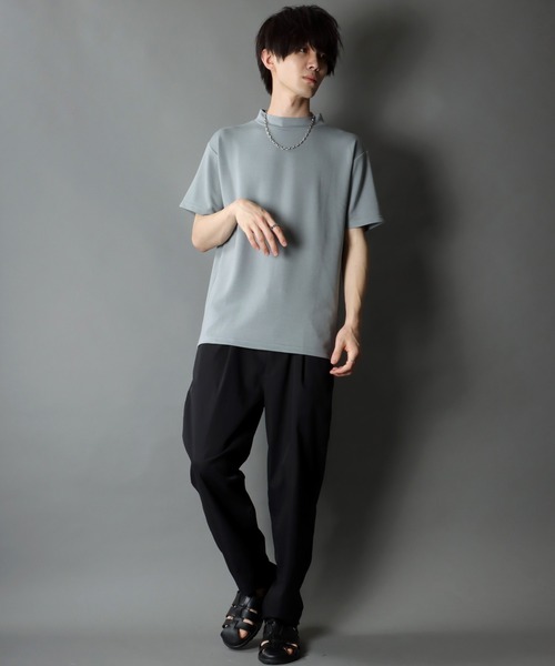 SITRY（シトリー）の「COOL Cardboard mock neck pullover/クール ダンボール モックネック プルオーバー（Tシャツ/カットソー・メンズ・ホワイト/チャコールグレー/ライトグレー/ブラック/パープル/マスタード/ブルーグリーン/ライトベージュ・M/L）」の19枚目の写真