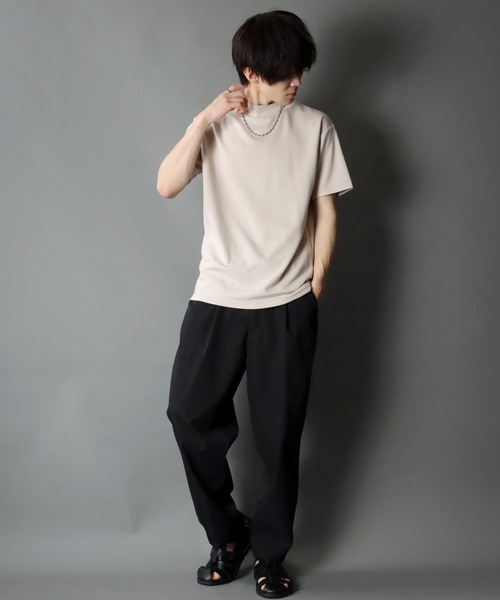 SITRY（シトリー）の「COOL Cardboard mock neck pullover/クール ダンボール モックネック プルオーバー（Tシャツ/カットソー・メンズ・ホワイト/チャコールグレー/ライトグレー/ブラック/パープル/マスタード/ブルーグリーン/ライトベージュ・M/L）」の21枚目の写真