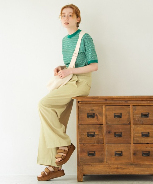 Crisp（クリスプ）の「ワッフルボーダーTシャツ（Tシャツ/カットソー・レディース・ブラウン/グリーン/アイボリー・FREE）」の10枚目の写真