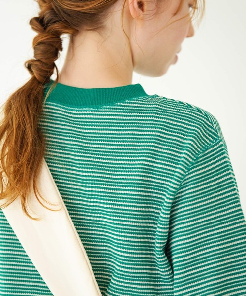 Crisp（クリスプ）の「ワッフルボーダーTシャツ（Tシャツ/カットソー・レディース・ブラウン/グリーン/アイボリー・FREE）」の15枚目の写真