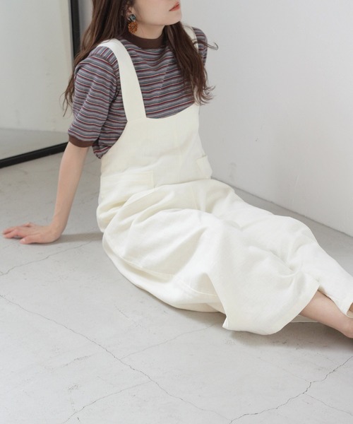 Crisp（クリスプ）の「ワッフルボーダーTシャツ（Tシャツ/カットソー・レディース・ブラウン/グリーン/アイボリー・FREE）」の21枚目の写真