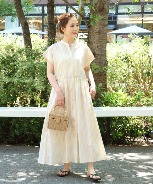 セール】ストライプドロスト シャツワンピース（ワンピース