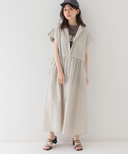B.C STOCK(ベーセーストック)の「ストライプドロスト シャツワンピース(ワンピース・レディース・ブラウン/イエロー/オレンジ・FREE)」の14枚目の写真
