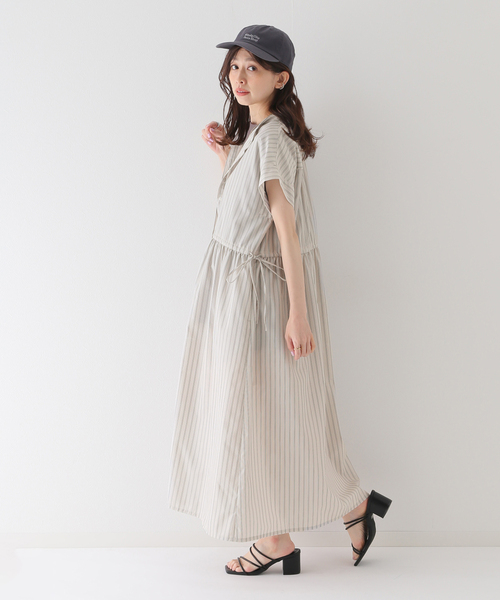 B.C STOCK(ベーセーストック)の「ストライプドロスト シャツワンピース(ワンピース・レディース・ブラウン/イエロー/オレンジ・FREE)」の15枚目の写真